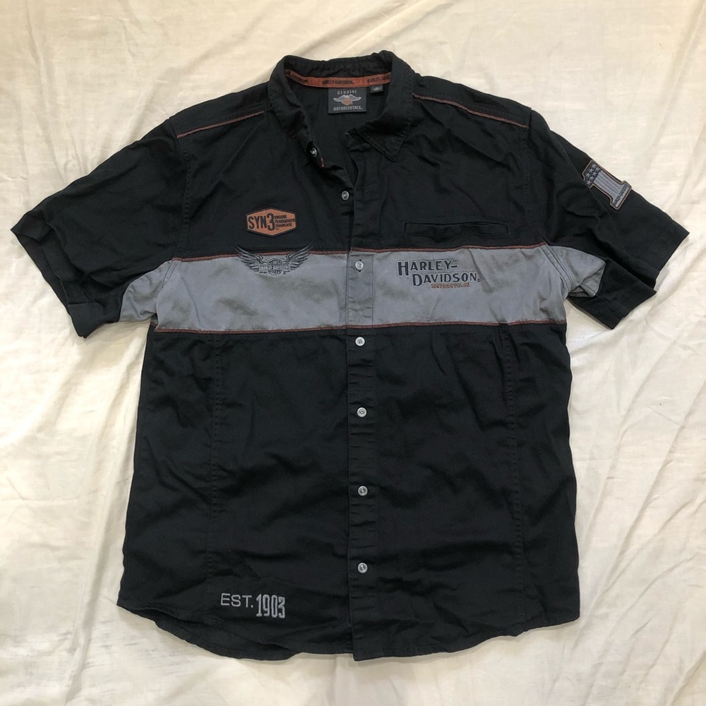Harley Davidson Iron Block Shirt Embroidered XL